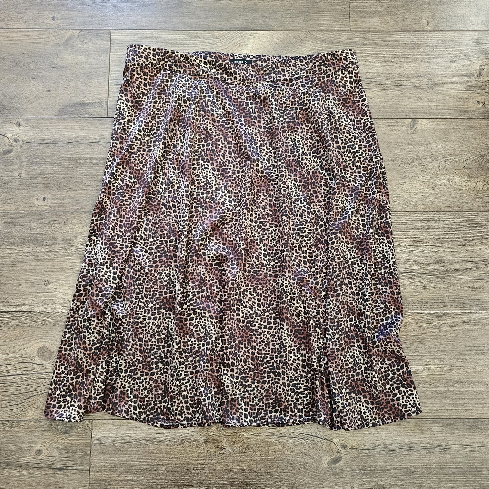 Torrid 2 plus size 2X animal print satin midi skirt elastic waist
